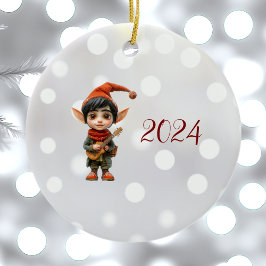 Musical Boy jul Elf Ceramic Ornament