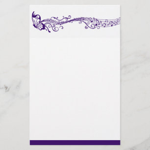 Musical butterfly lila brevpapper