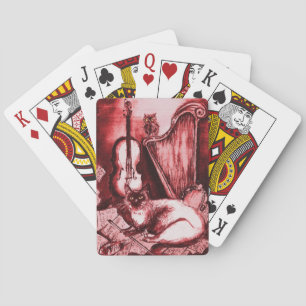 MUSICAL CAT AND UGGLA ,Red Rosa and White Music Casinokort