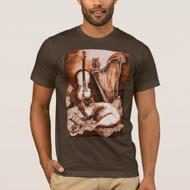 MUSICAL CAT, Brown and White Tee Shirt (Framsida)