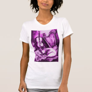 MUSICAL CAT, Lila Violet and White Tee