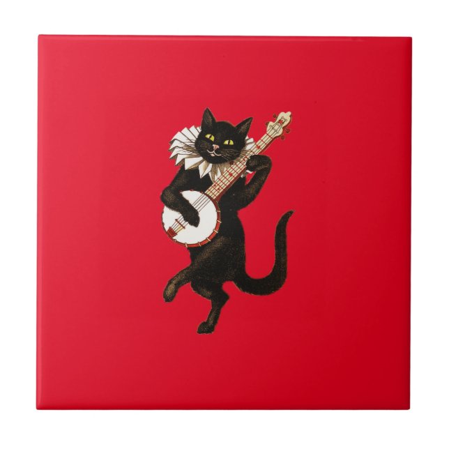 Musical Cat on Red Kakelplatta (Framsidan)