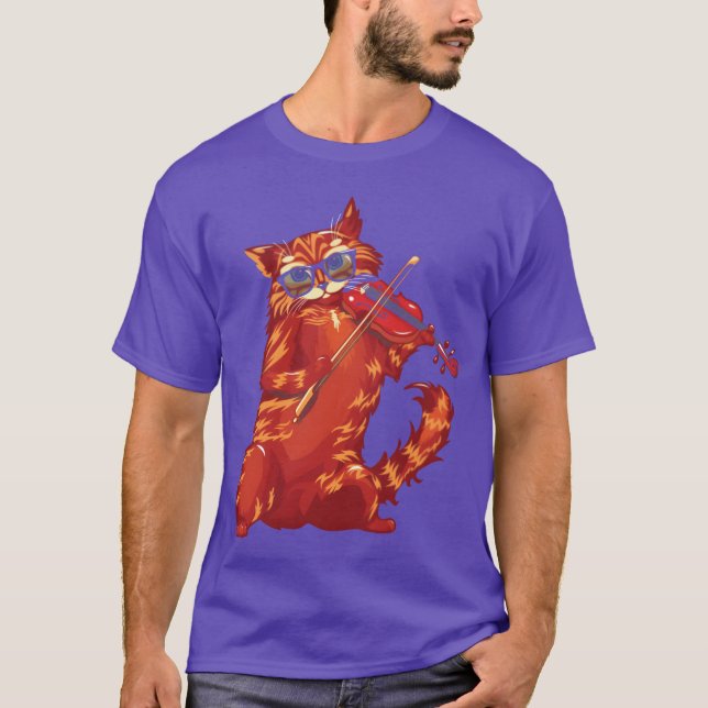 Musical Cat Plays Violin Orchestra Classic Music b T Shirt (Framsida)