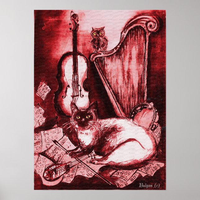 MUSICAL CAT,Red and White Poster (Framsidan)