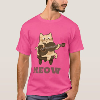 Musical Cat Spelar Guitar Funny Meow Kattunge älsk T Shirt