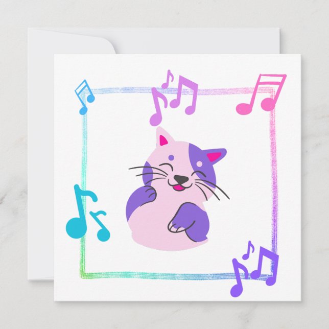 Musical Cat Square Inbjudningar (Framsida)