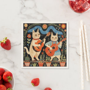 Musical Cats Folk Art Pappersservett