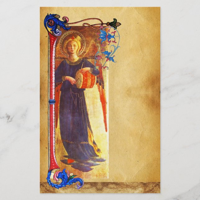 MUSICAL CHRISTMAS ANGEL BLOMMIGT PARCHMENT BREVPAPPER (Framsida)