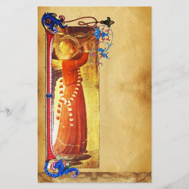 MUSICAL CHRISTMAS ANGEL BLOMMIGT PARCHMENT BREVPAPPER (Framsida)