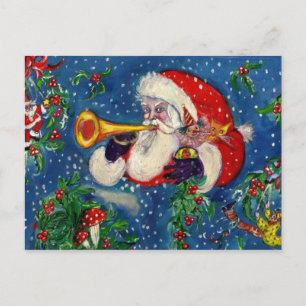 MUSICAL CHRISTMAS NIGHT / SANTA BUGLER HELG VYKORT