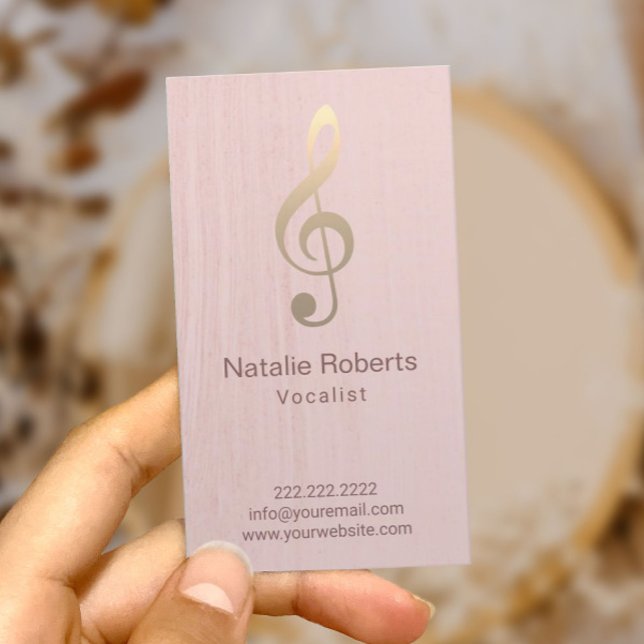 Musical Clef Logotyp Vocalist Singer  Rosa Music Visitkort (Skapare uppladdad)
