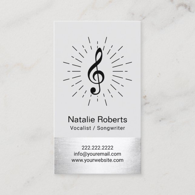 Musical Clef Logotyp Vocalist Songwriter Music Visitkort (Framsida)