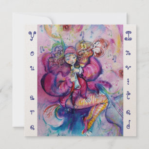 MUSICAL CLOWN ,rosa blue champagne metall Inbjudningar