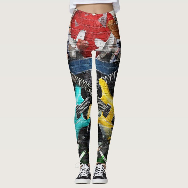 Musical Collage: Colorful Rhythmic Background. Leggings (Framsida)