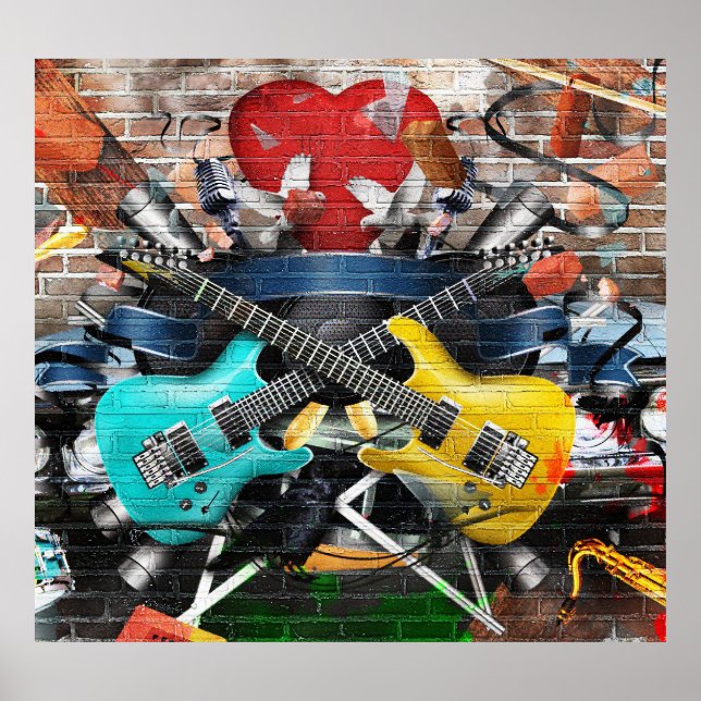 Musical Collage: Colorful Rhythmic Background. Poster (Framsidan)