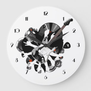 Musical Collage Music Älskare Wall Clock Stor Klocka