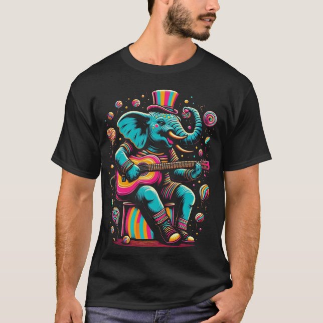 Musical Elephant i Top hat T Shirt (Framsida)
