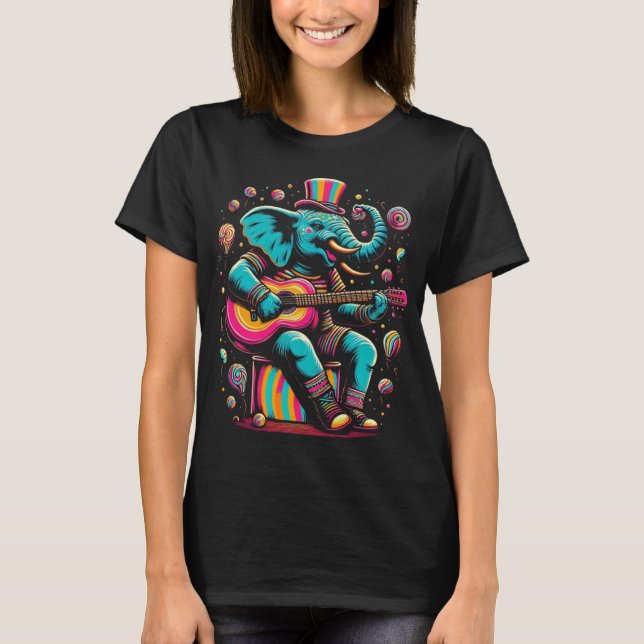 Musical Elephant i Top hat T Shirt (Framsida)