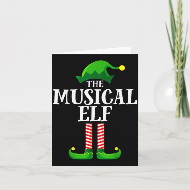 Musical Elf Matching Family Group Christmas Party  Kort (Framsida)