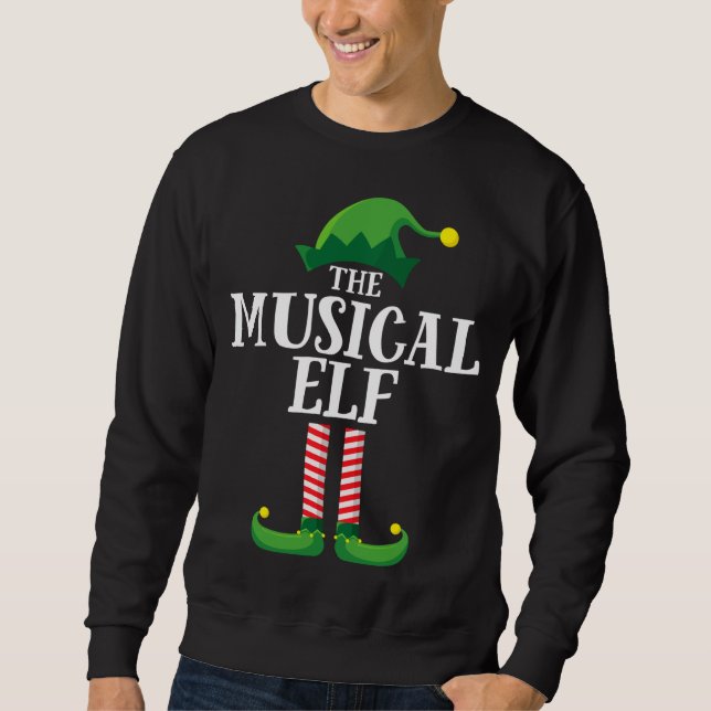 Musical Elf Matching Family Group jul Party Lång Ärmad Tröja (Framsida)