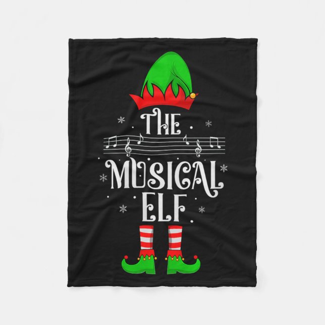 Musical Elf Xmas Christmas Matching Family Elf Squ Fleecefilt (Framsidan)