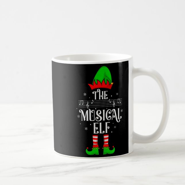 Musical Elf Xmas Christmas Matching Family Elf Squ Kaffemugg (Höger)