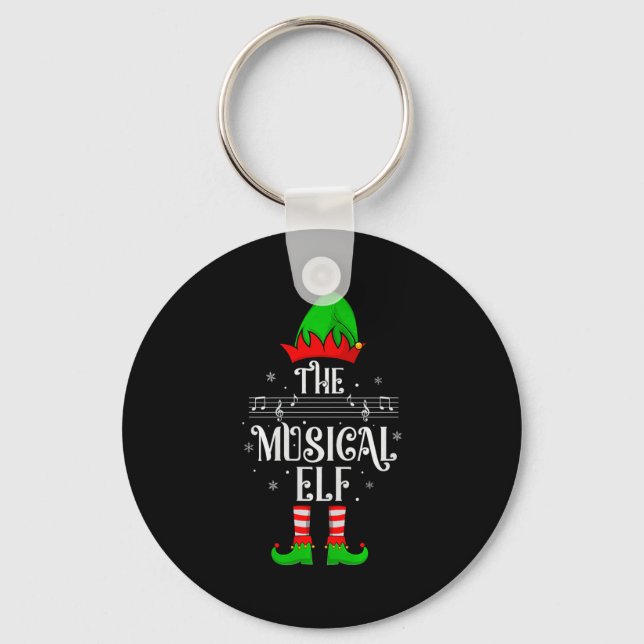 Musical Elf Xmas Christmas Matching Family Elf Squ Nyckelring (Framsida)