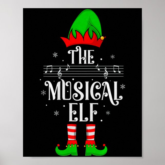 Musical Elf Xmas Christmas Matching Family Elf Squ Poster (Framsidan)