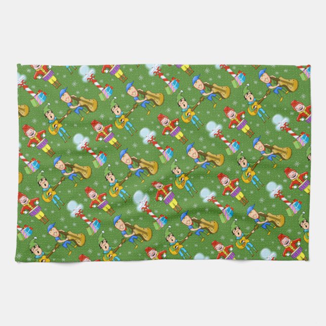 Musical Elves jul Kitchen Towel Kökshandduk (Horisontell)
