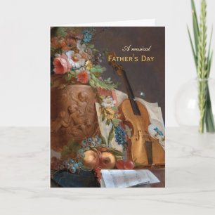 Musical Fars dag Flowers och violin Bachelier Helgkort