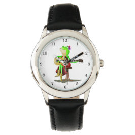 Musical Frog Spelar Guitar Funny Watch Armbandsur