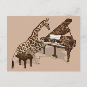 Musical Giraffe Spelar Piano Vykort