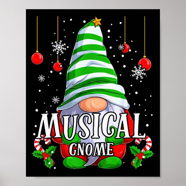 Musical Gnome Christmas Pajamas Matching Family Gr Poster (Framsidan)