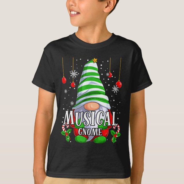 Musical Gnome Christmas Pajamas Matching Family Gr T Shirt (Framsida)