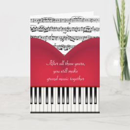 Musical Grand Piano Heart för årsdagen Kort