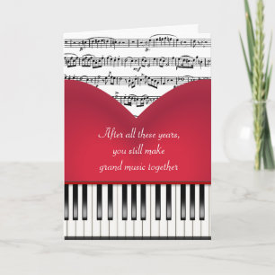 Musical Grand Piano Heart för årsdagen Kort
