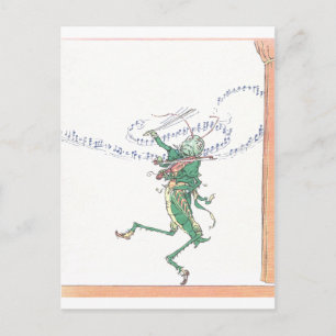 Musical Grashopper Puting Violin Vykort