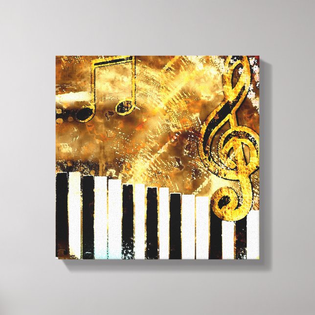 Musical Grunge Wrapped Canvas (Framsida)