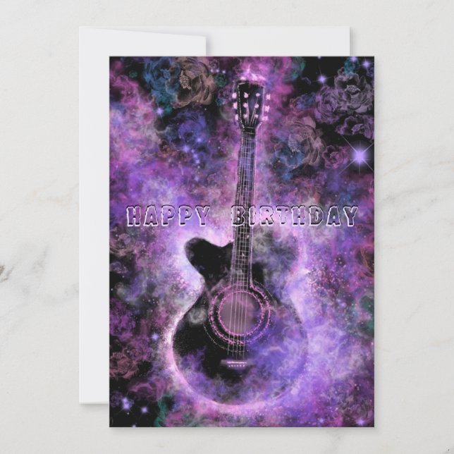 Musical Guitar Birthday Card Kort (Framsida)