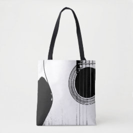 Musical Guitar Black White Abstrakt Tygkasse