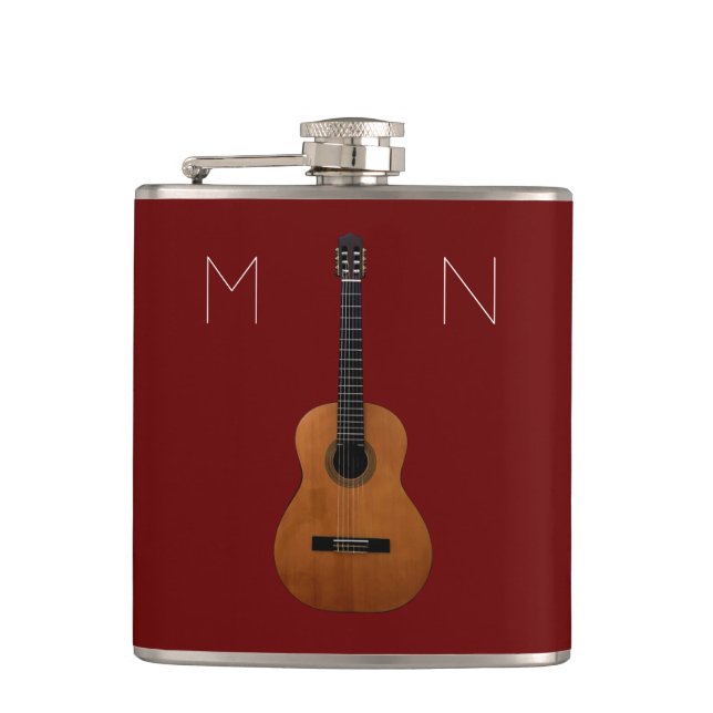 Musical Guitar Monogram Red Personlig-kolv Fickplunta (Framsidan)