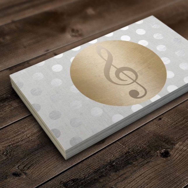 Musical Guld Circle Silver Polka dots Music Visitkort (Skapare uppladdad)