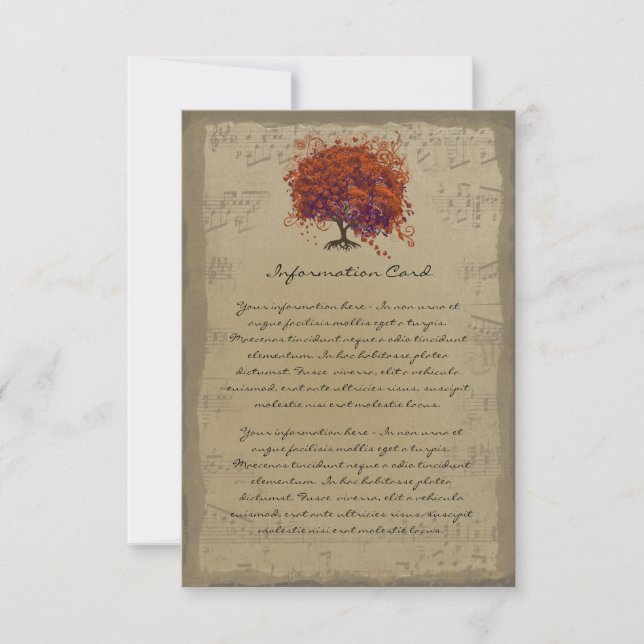 Musical Guld Mörk Orange Plum Heart Löv Träd (Framsida)