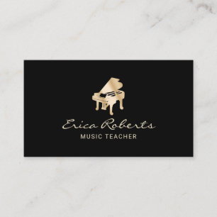 Musical Guld Piano Logotyp Plain Black Music Visitkort