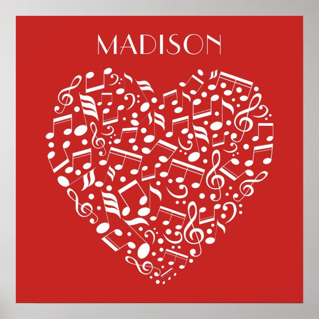 Musical Heart-eget namn och färg poster (Framsidan)