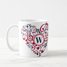 Musical Heart Notes Clefs Music Kärlek Monogram