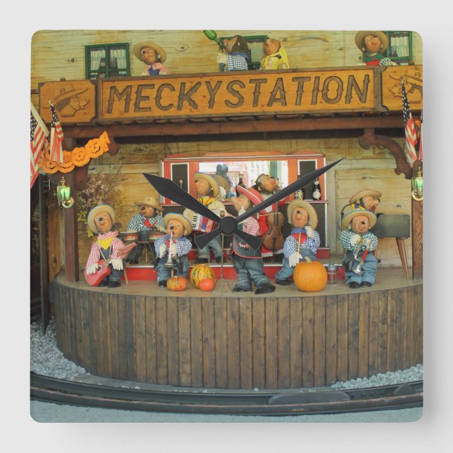 Musical Hedgehogs CowboyBand Fyrkantig Klocka (Framsida)