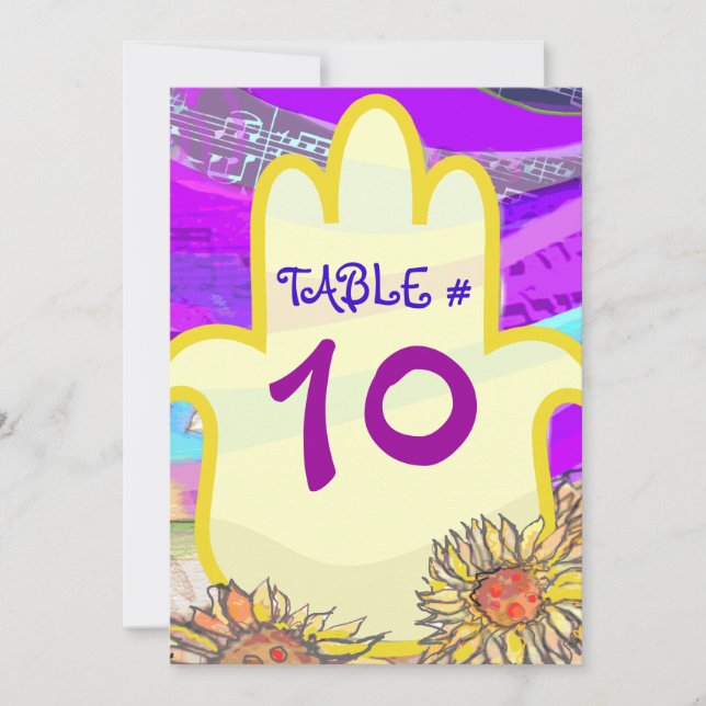 Musical Hemsa Pub Bat mitzvah sätesnummer för Bord Inbjudningar (Framsida)