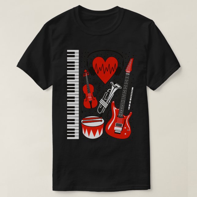 Musical HjärtTShirt T Shirt (Design framsida)