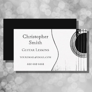 Musical Instrument Guitar Lessons Black White Visitkort